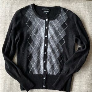 Cashmere argyle button up sweater.